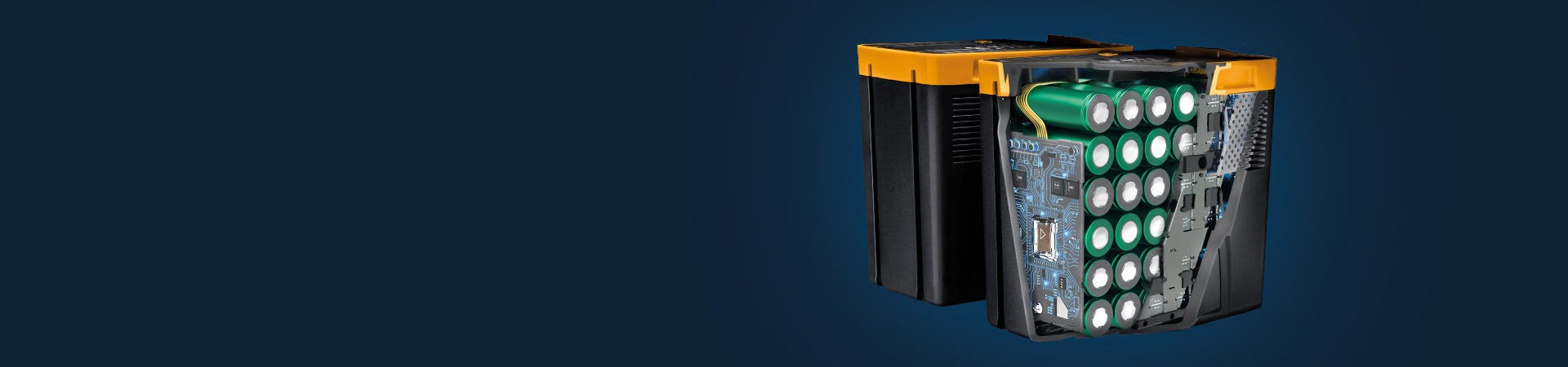 Sidovy av de interna detaljerna i ett ePower-batteri