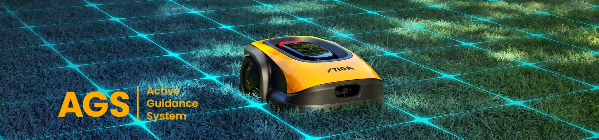 Autonomous robot mower working on a garden that presents the virtual mapping
