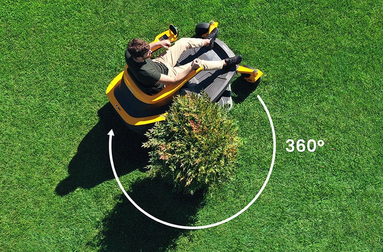 Billede der viser STIGA Gyro lave en 360° vending om en busk