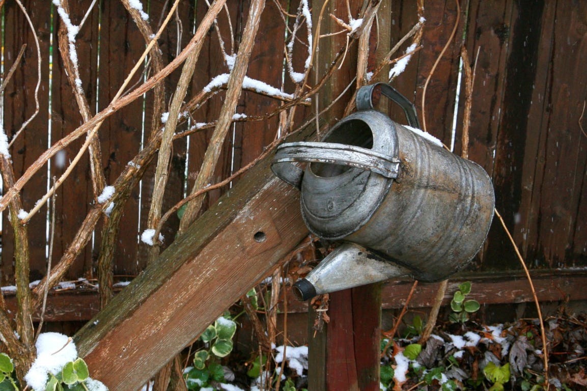 winter gieter decoratie tuin sneeuw