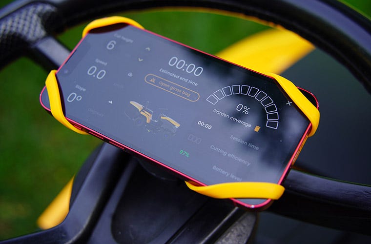 detail of the smartphone used as a digital dashboard